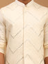 Men's Cream Mirror Jacket With Kurta Pyjama Set
